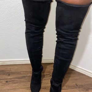 Black stiletto thigh highs